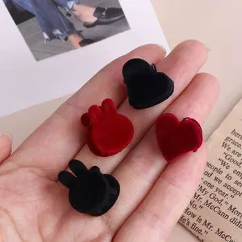 Bunny Flocking Daily Korean Style Hairpin Fashion Design Women Hair Accessories Small Hair Claw red-Rabbit