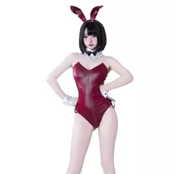 Bunny Girl Bunny Sexy Cosplay Erotic Extreme Erotic Maid Clothes Maid Lingerie Underwear Costume Open Chest Rabbit PU Leather High Leg Leotard Cute