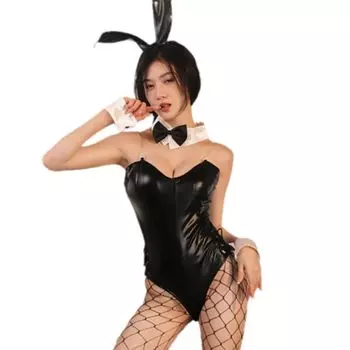 Bunny Girl Открыть Сексуальный Обратный Экстремально Хэллоуин Off Чокер с 6 Частями Один Размер Подходит Всем [YAISHN] Трико, Грудь, Косплей, Зайчик, Сексуально, Эротично,