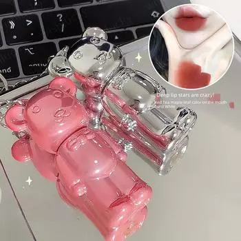 Bunny Lip Cream Matte Mist Velvet Lip Tint Keychain Charm College Party Lipstick Cosmetic для женщин 01# Sweet Kumamon