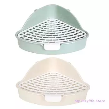 Bunny Litter Box Small Pet Toilet Triangle Potty Trainer Corner Litter Bedding Box for Hamsters Guinea Pigs Critters зелёный