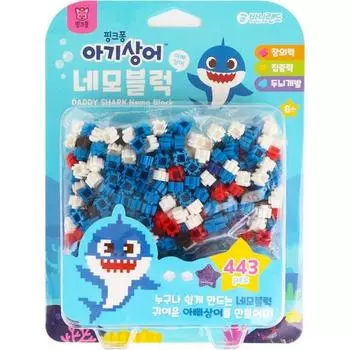 Bunnyland Pinkfong Baby Shark Square Block Daddy Shark, разноцветные, популярные корейские игрушки
