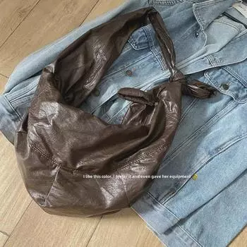 BUQLE 2024 Осень/Зима Ретро Плиссированная Сумка-Пельмени - На Одно Плечо В Корейском Стиле кофейный