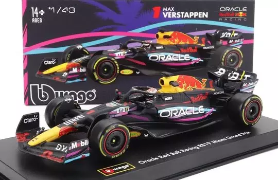 Burago F1 Red Bull Signature Series Mini Car Макс Ферстаппен RED BULL RB19 TEAM ORACLE RACING N 1 World Champion Miami GP 2023 МАКС ФЕРСТАППЕН 1/43