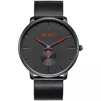 [BUREI] Men s Black Simple Stylish Popular Watch Men s Black Stylish Brand Waterproof Men s Watch Watch H
