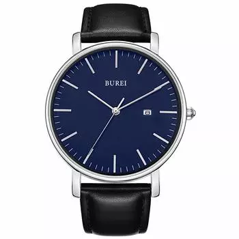 [BUREI] Men s Stylish Leather Band Business Thin Brand Simple Men s Watch R