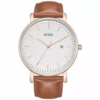 BUREI Men s Watch Leather Popular Brand Analog Simple Waterproof Men s Watch Stylish Commuting Business Men s Watch [Parallel Import]