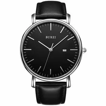 [BUREI] Men s Watch Simple Leather Band Stylish Thin Brand Watch U