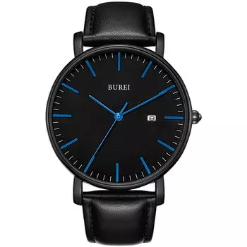 BUREI Мужские часы Кожаные популярные брендовые аналоговые простые водонепроницаемые мужские часы Стильные деловые мужские часы для поездок на работу
