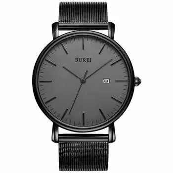 BUREI Ultra Thin Minimalist Modern Men s Watch Classic Simple Design Classy Date Men s Watch with Big Face and Stainless Steel Band