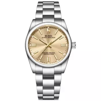 [BUREI] Women s Analog Waterproof Quartz Couple Watch Popular Simple Silver Gold Luminous Watch