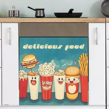 Burger Fries Drink English Slogan Restaurant Kitchen Beautify Decorative Stickers Self-adhesive 34*34cm/fun-f322