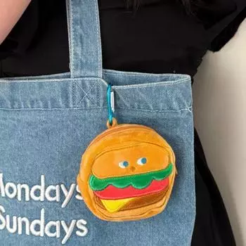 Burger Plush Кошелек для монет Сумка для наушников Креативный милый брелок для девочек Style 2