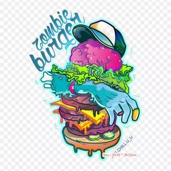 Бургер зомби искусство роялти бесплатно термопереносная печать виниловые нашивки наклейки для одежды DIY аппликации моющиеся нашивки