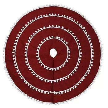 Burlap Red Elegant Christmas Tree Skirt Featuring Chic Bubble Edges For Stunning Festive Display