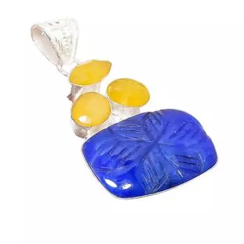 Burmese Sapphire, Sapphire Gemstone 925 Sterling Silver Jewelry Pendant 2.09 AH-5171 2.17 синий