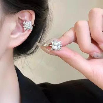 Bursting Stars, Ear Bone Clips, Light Luxury Niche High-End Ear Clips, Без сережек, Изысканный темперамент, Серьги темперамент, Женщины