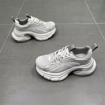 Busan girl~ 6com height-increasing leather dad shoes for women s 2025 spring new breathable little white shoes casual sports shoes 35