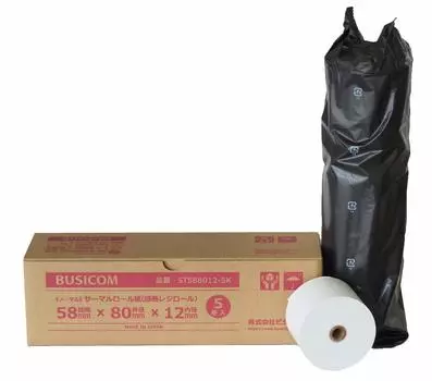 Busicom Genuine Mitsubishi Paper Mills Domestic Thermal Register Roll Paper 58mm Width x Outer Diameter x Inner Diameter 12mm 5 Rolls With Core Normal