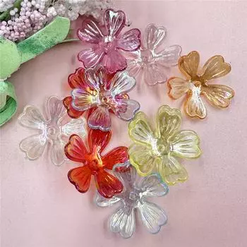 Бусина Акрил 26,5 мм 10 шт. бусины DIY бусины Изготовление украшений Цветочные бусины Ожерелье Подвеска Аксессуары зелёный