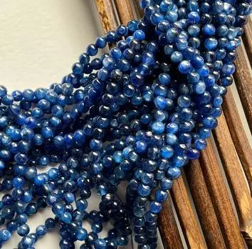 Бусина из натурального камня кианита ААА . 5мм 6мм 8мм 10мм 12мм круглая бусина . Натуральный голубой кианит драгоценный камень. Бусина из камня.. Кианит высокого качества 4mm