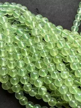 Бусина из натурального камня пренит AAA. 6мм 8мм круглая бусина. Великолепный натуральный суперпрозрачный зеленый драгоценный камень пренит. Полная прядь 15,5” 4mm