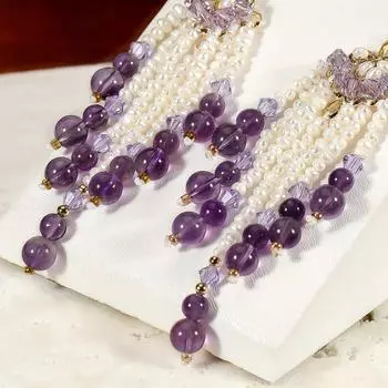 Бусина из стерлингового серебра 925 пробы с аметистом и фиолетовым драгоценным камнем