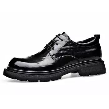 Business big head leather shoes Casual fashion leather shoes soft non-slip men s shoes 38 чёрный