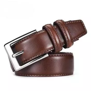 Business Casual Pin Buckle Leather Belt, Men S Leather Blue Belt, Cowhide Belt 105cm светло-коричневого