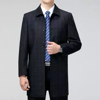 Деловой мужской пиджак для папы на осень и зиму, кашемировая ветровка для людей среднего возраста, мужское шерстяное пальто высокого качества, пальто средней длины, больших размеров 170