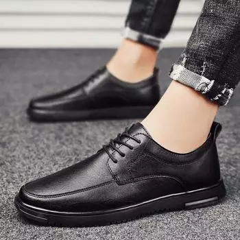 Business dress casual leather shoes British groom inner height increase thin soft sole wedding leather shoes men s summer transparent shoes 37 чёрный