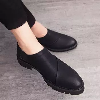 Business dress leather shoes men s groom wedding height increase men s shoes men s casual soft-soled leather shoes 37 чёрный