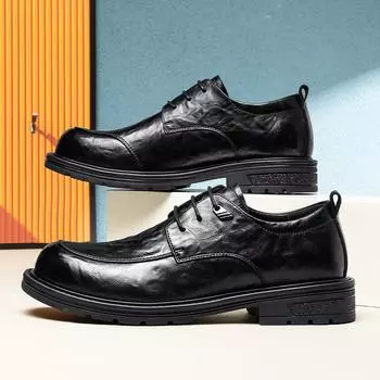 Business dress microfiber leather shoes 2025 new men s British style comfortable retro trend casual versatile large size 38