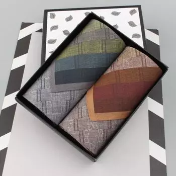 Business Gentleman High-End Gift Box-Packed Hot Square Handkerchief Cool elegant green + yellow Brown