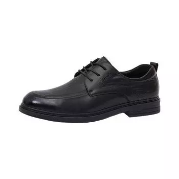 Business leisure trend leather shoes dress fashion round head single shoes men s versatile lace-up minimalist shoes 39