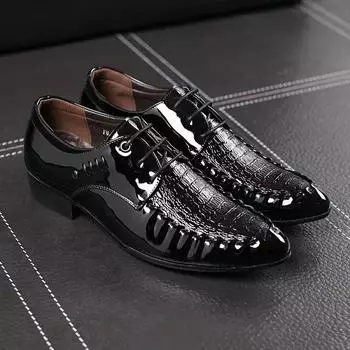 Business Men Dress Shoes Fashion Breathable Leather Shoe Black Office Work Male Shoe Large Sizes Casual Pointed Toe Shoes 2024 39 чёрный