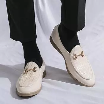 Business men s flat loafer Classic and versatile gentleman style Outdoor leisure merchant party Office Wedding Groom Shoes 38-46 38 бежевый