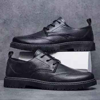 Business Men s Formal Shoes Fashion Men s Casual Shoes Comfortable Wear-resistant Male Platform Shoes 2024 New Social Shoe Male 39 коричневый
