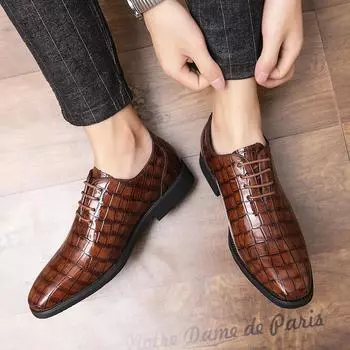 Деловые мужские кожаные туфли Модный джентльменский стиль Уличный тренд Повседневная обувь для вечеринок и прогулок Свадебные мужские туфли Большого размера-48 38 чёрный