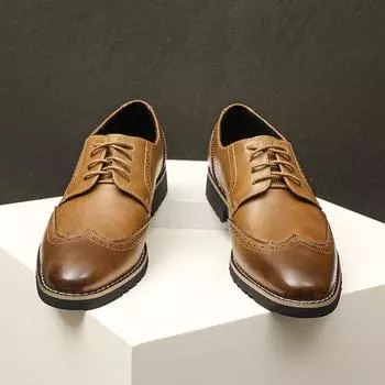 Business men s leather shoes Fashionable gentleman style Daily office outdoor leisure party Wedding formal elegant shoes 38 чёрный