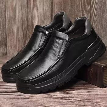 Business men s shoes trend summer new fashion versatile personality British style strap-free one-pedal outdoor driving shoes 38 чёрный