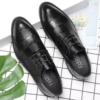 Business Men Shoes Black Leather Men Shoes Luxury Brand Mens Wedding Dress Shoes Large Size Lacing Formal Shoe Man 37 чёрный