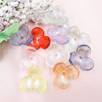 Бусины 22,6 мм, акриловые шпильки, аксессуары, цепочка для мобильного телефона, 10 шт., ручная работа, выдолбленные, прямые, трехлепестковые цветы разноцветный