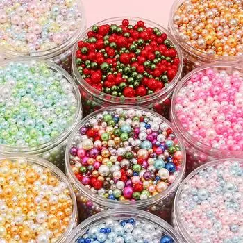 Бусины ABS Magic Color непористые имитация жемчуга для самостоятельного украшения коробок для макияжа Macaron 10g/pack, about 150-200 pieces чёрный