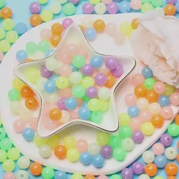 Бусины Акриловое ожерелье Изготовление браслетов Ручная работа 6 мм/8 мм/10 мм Креативные светящиеся материалы 100 шт. Ярких цветов Круглые DIY Ювелирные аксессуары Аксессуары 6mm разноцветный