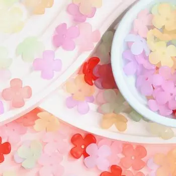 Бусины акриловые 200 шт. браслет ожерелье 15 мм ручная работа мода 4-лепестковый цветок цветочек материалы теплые цвета матовые DIY ювелирные аксессуары 200pcs разноцветный