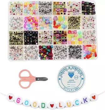 Бусины алфавита BetterJonny, примерно 1200 штук, набор аксессуаров, акриловые бусины, кубические бусины, бусины в виде пони, набор бусин с буквами для цветного браслета своими руками