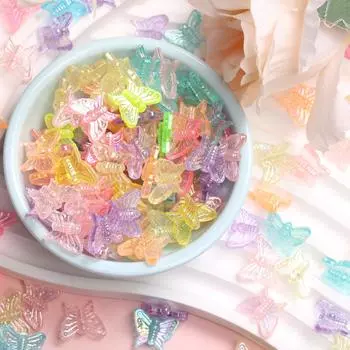 Бусины-бабочки AB Цветные хрустальные бусины-разделители для изготовления ювелирных изделий с отверстием 13*16 мм Браслет Ожерелье Изготовление разноцветных аксессуаров DIY 200Pcs разноцветный