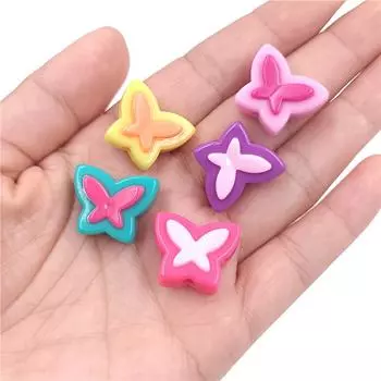 Бусины-бабочки для браслетов, ювелирных аксессуаров, модные трехмерные ожерелья, цветные креативные кулоны, 10 шт., акрил фиолетовый