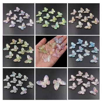 Бусины-бабочки для изготовления ожерелья, браслета 30 * 23 мм Модные ювелирные аксессуары DIY Материал ручной работы 10 шт. Лазерные красочные свободные бусины Аксессуары about 30 * 23mm 10Pcs белый